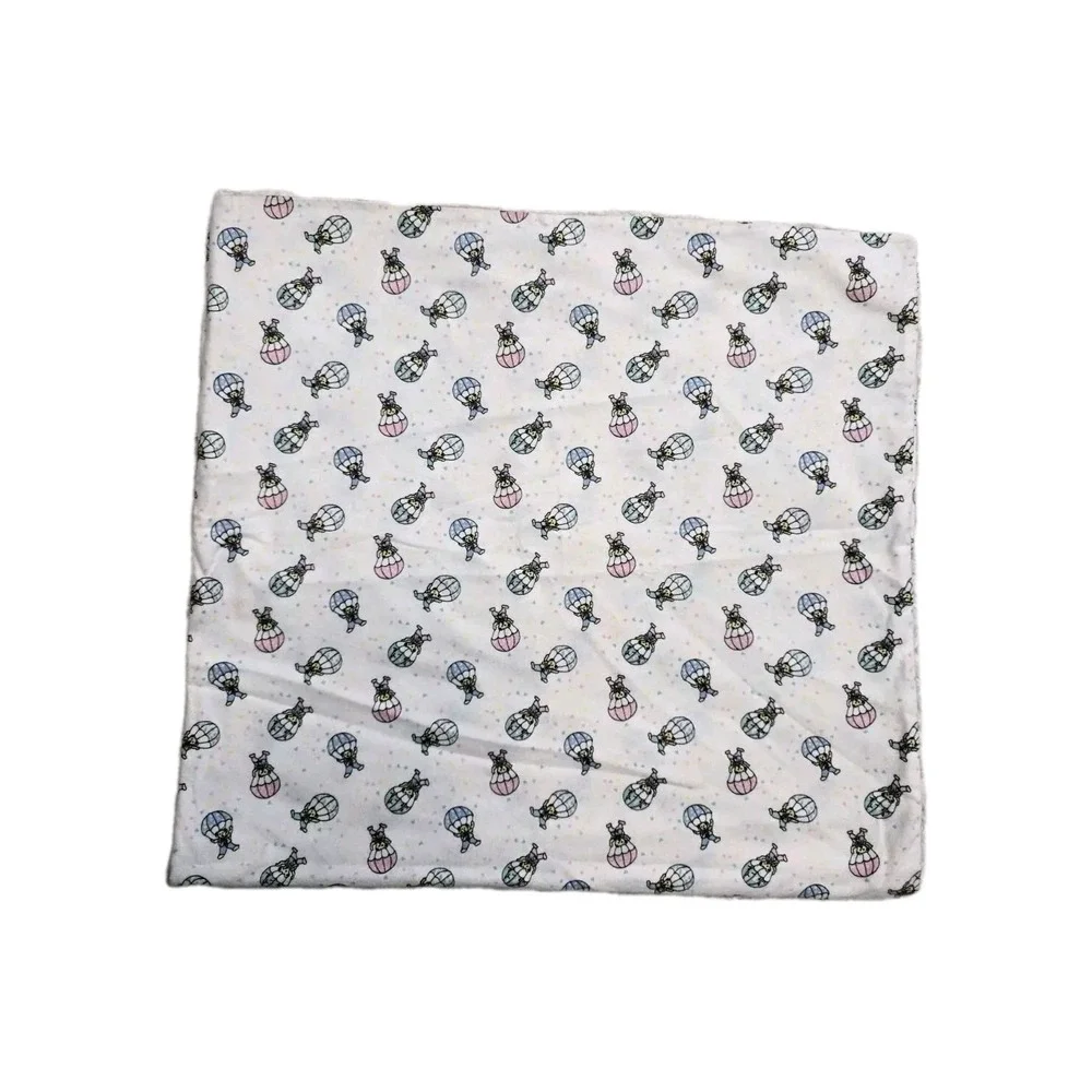 Vintage Flannel Baby Blanket Handmade Air balloons Bears‎ 42x39